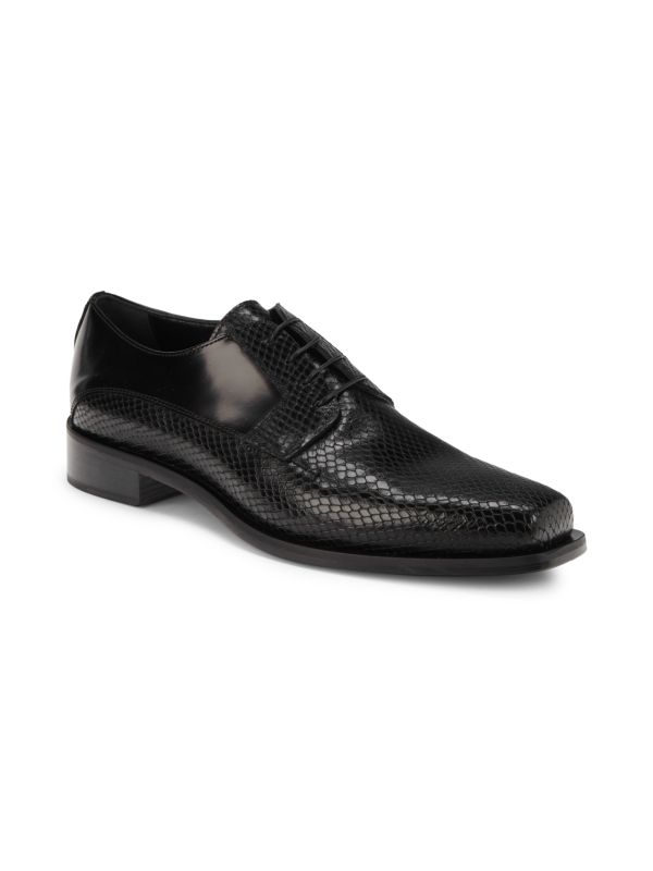Costume National Snakeskin Embossed Leather Derby Shoes
